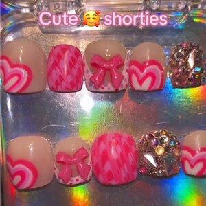 Pink and White Heart Nail Art Set